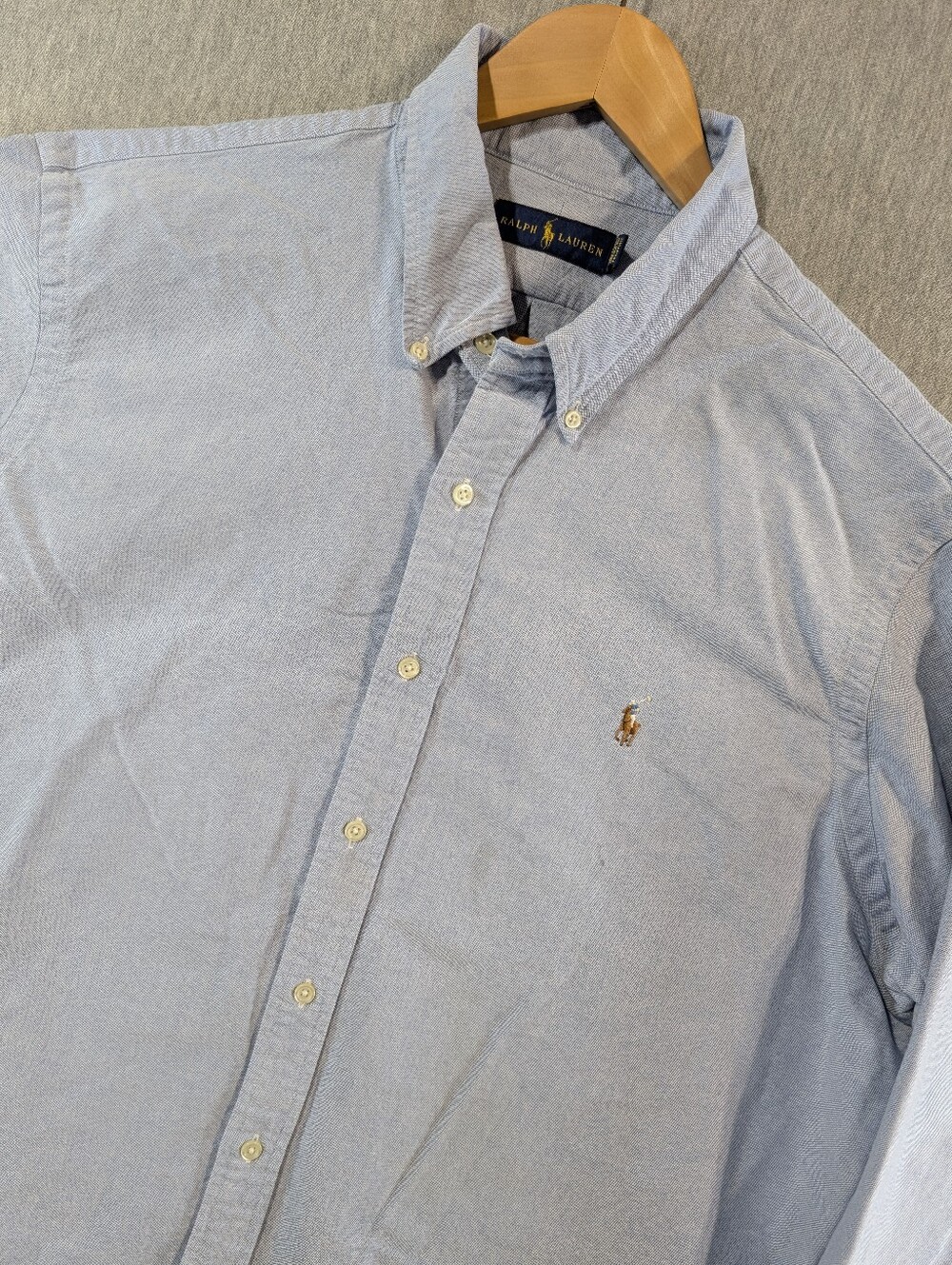 Ralph Lauren Oxford Button Down Shirt Men's XXL Blue 100% Cotton Multi Pony